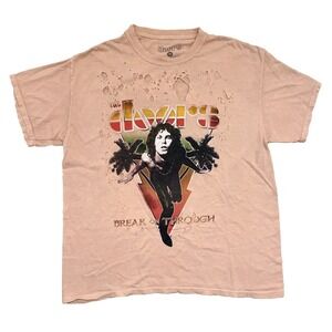 The Doors Break on Through Distressed T-shirt Urban Outfitters Unisex M Peach